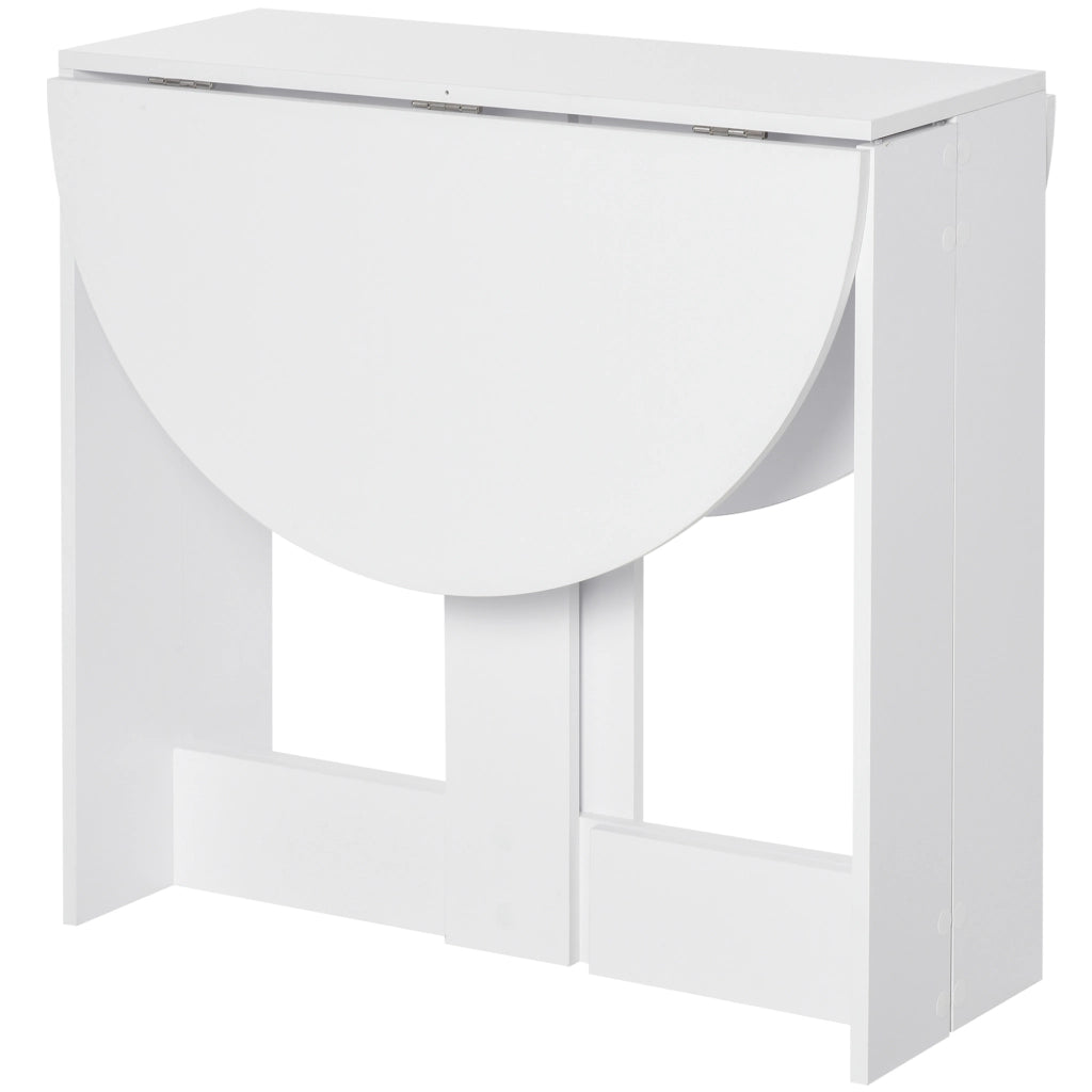 Tavolo Pieghevole da Pranzo a 2 Ribalte, Tavolo da Pranzo Allungabile in Legno Salvaspazio per Cucina e Soggiorno, 104x76x73.7 cm, Bianco