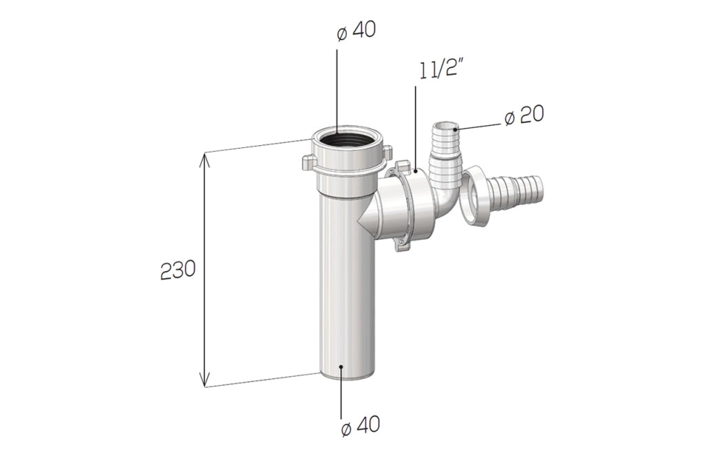 ATTACCO LAVATRICE IN PP Dm.40 - Cm23 - 1 pezzi - GHIDINI