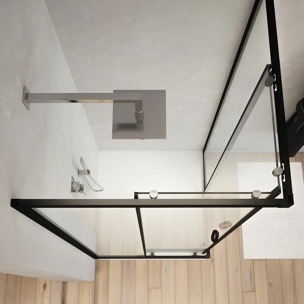 Box doccia angolare 75x75 cm trasparente 4 mm profili neri | Willis
