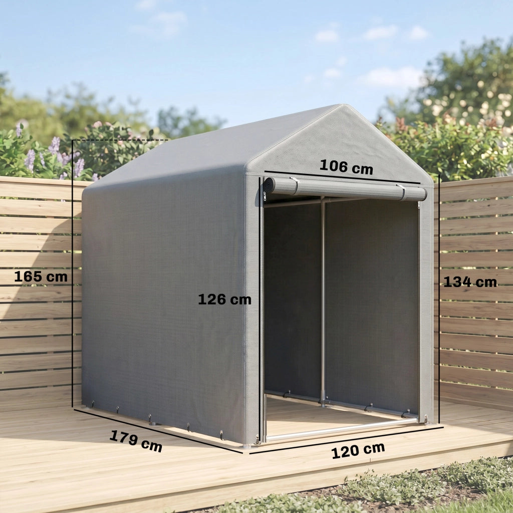 Tenda da Giardino per Biciclette ¨C Xylo ¨C 1,2x1,8x1,65 m Grigio Chiaro Impermeabile Anti-UV