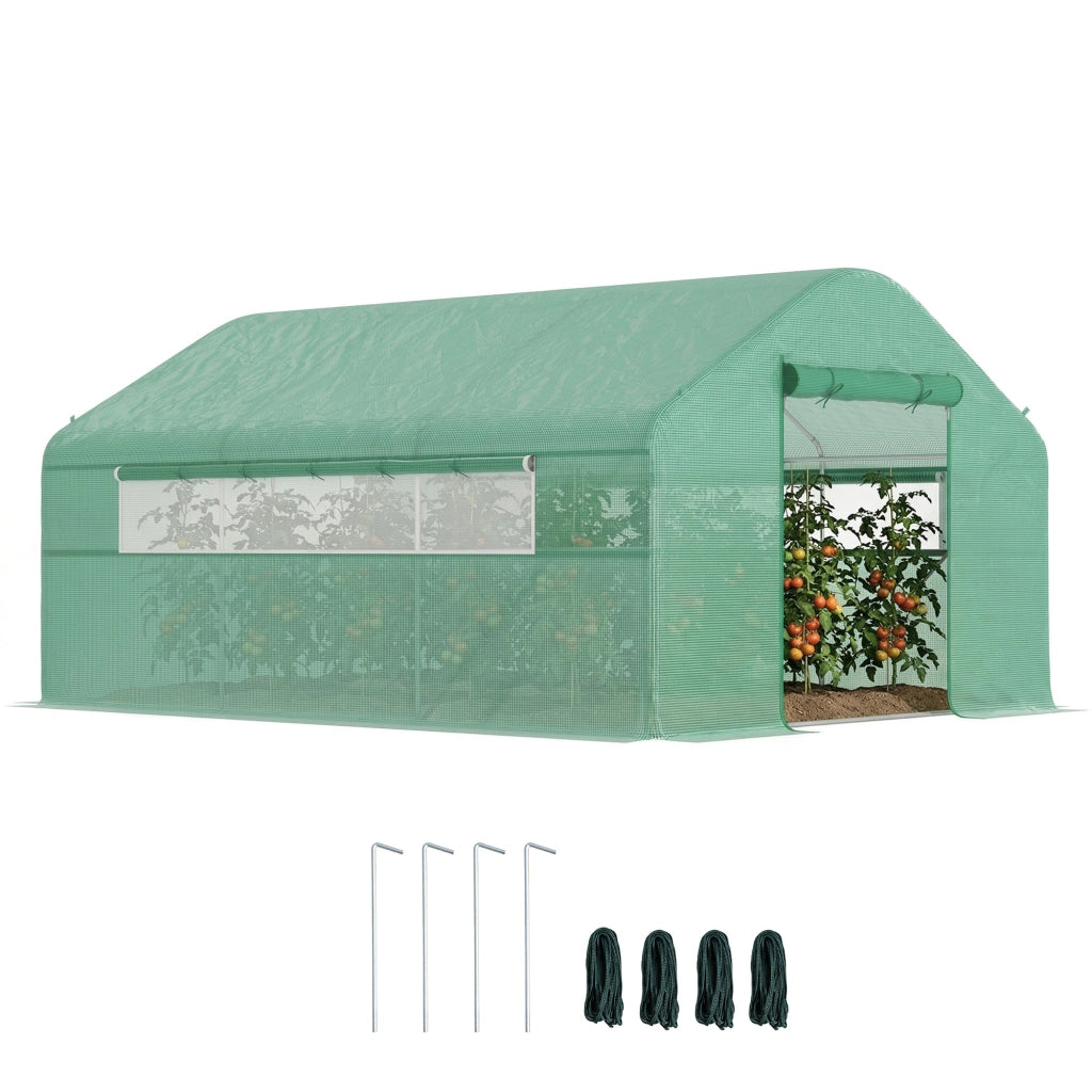 Serra da giardino 4x3x2 m ¨C Minimal ¨C verde con 2 finestre e porta a zip