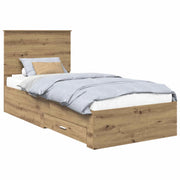 Letto singolo | Letto per adulti | Struttura del letto con testiera Rovere artigianale 90 x 190 cm