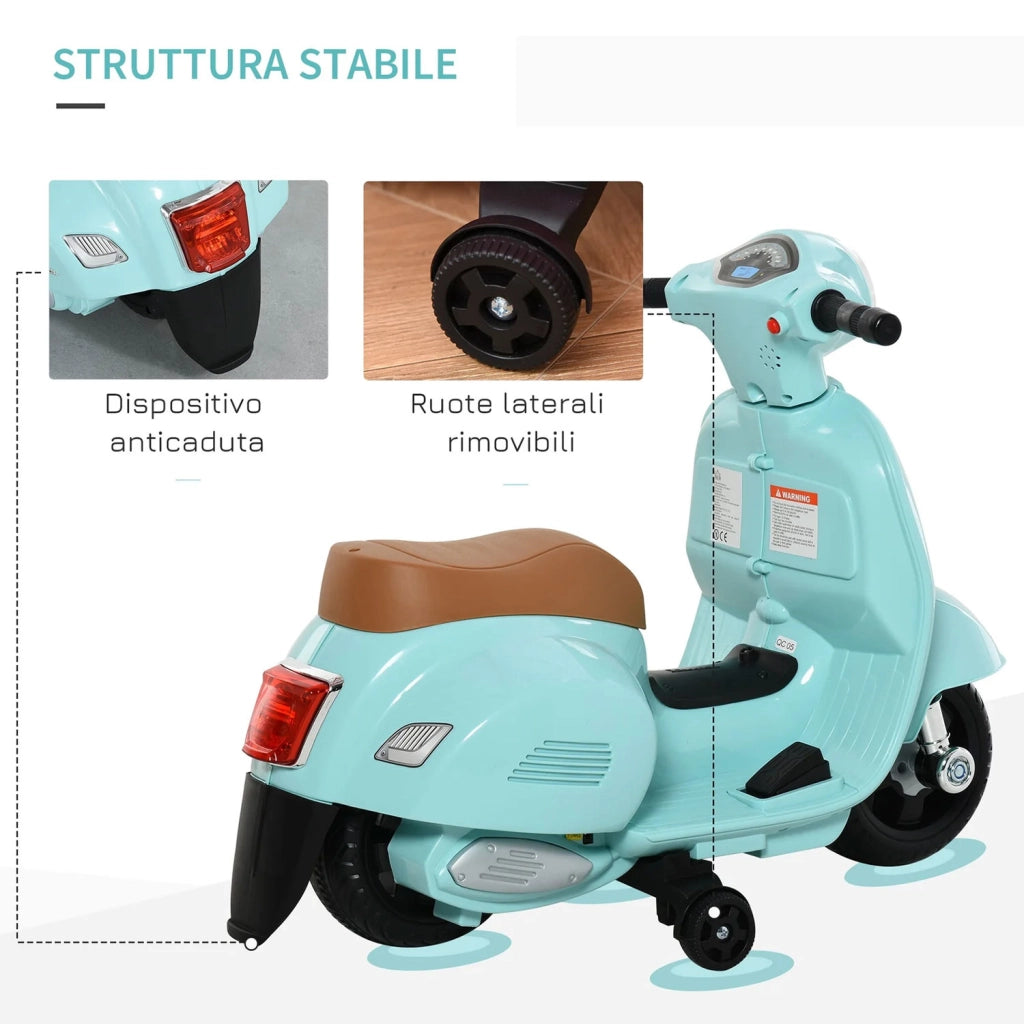 Scooter Elettrico per Bambini Licenza Ufficiale Piaggio Vespa Small 7,2V 2,5Ah Verde