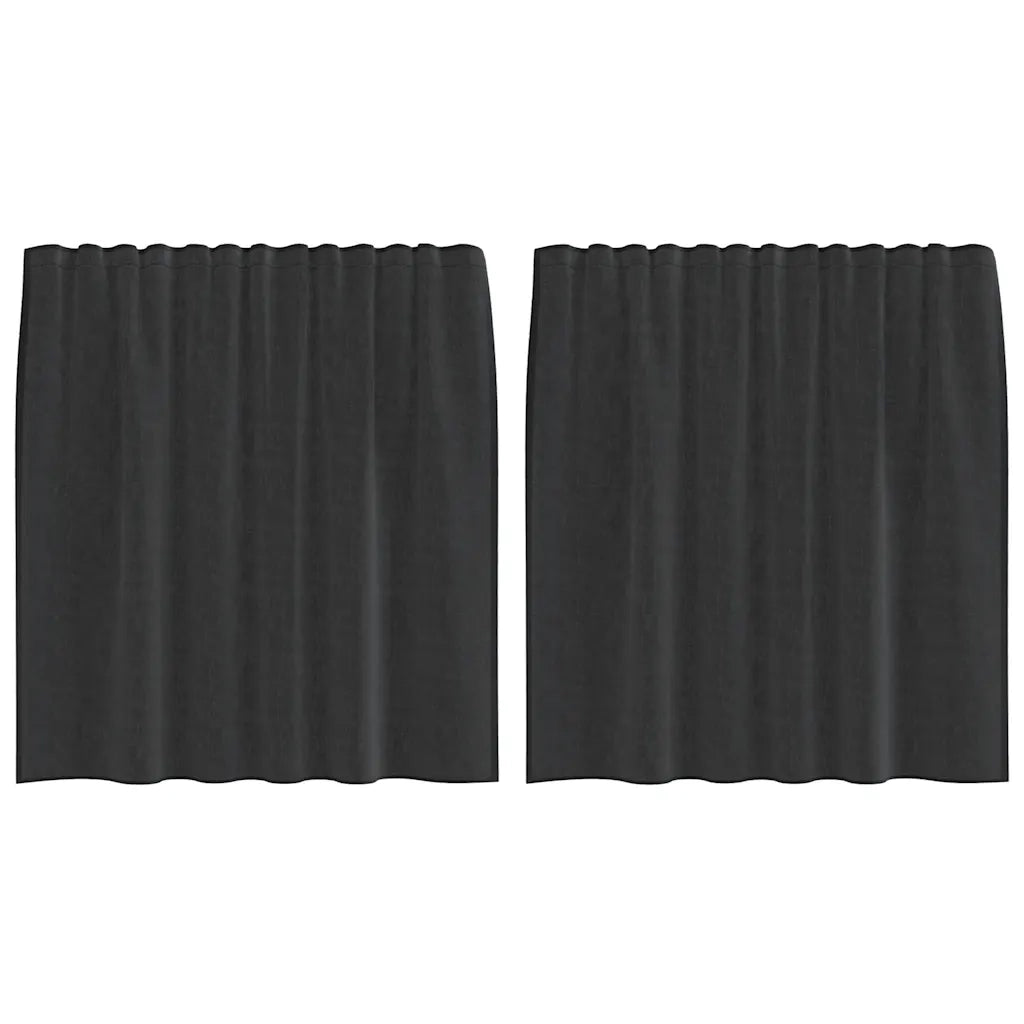 Tende in Voile con Tasche per Aste 2 pz Nero