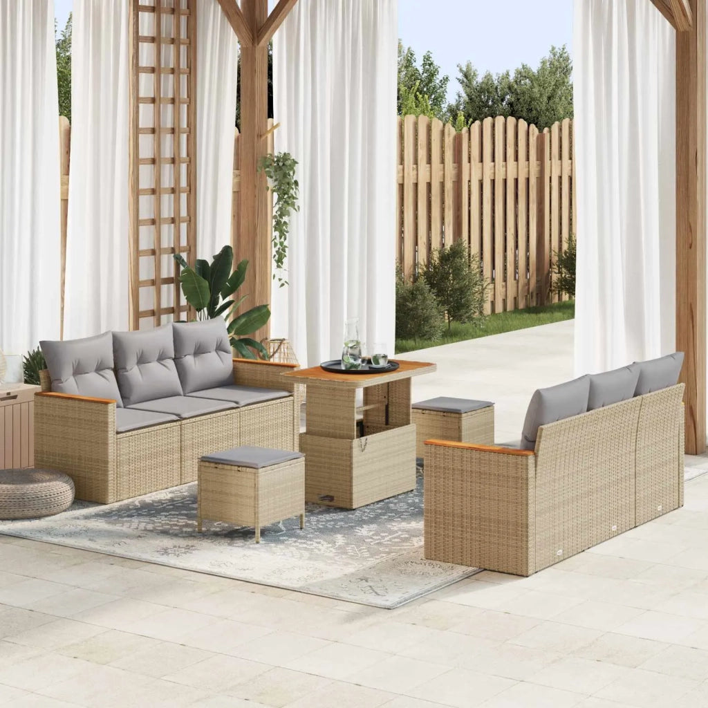 Set Divano da Giardino 9 pcs Beige polyrattan 3362872