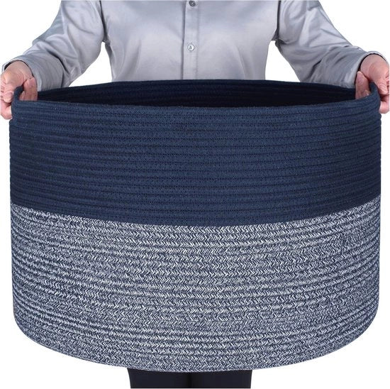 Grande Cassettone Decorativo per Coperte e Giochi - Stile e Sostenibile, Blu Marino