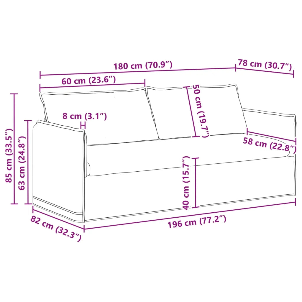 Divano Nero 196 x 82 x 85 cm Tessuto 42024527