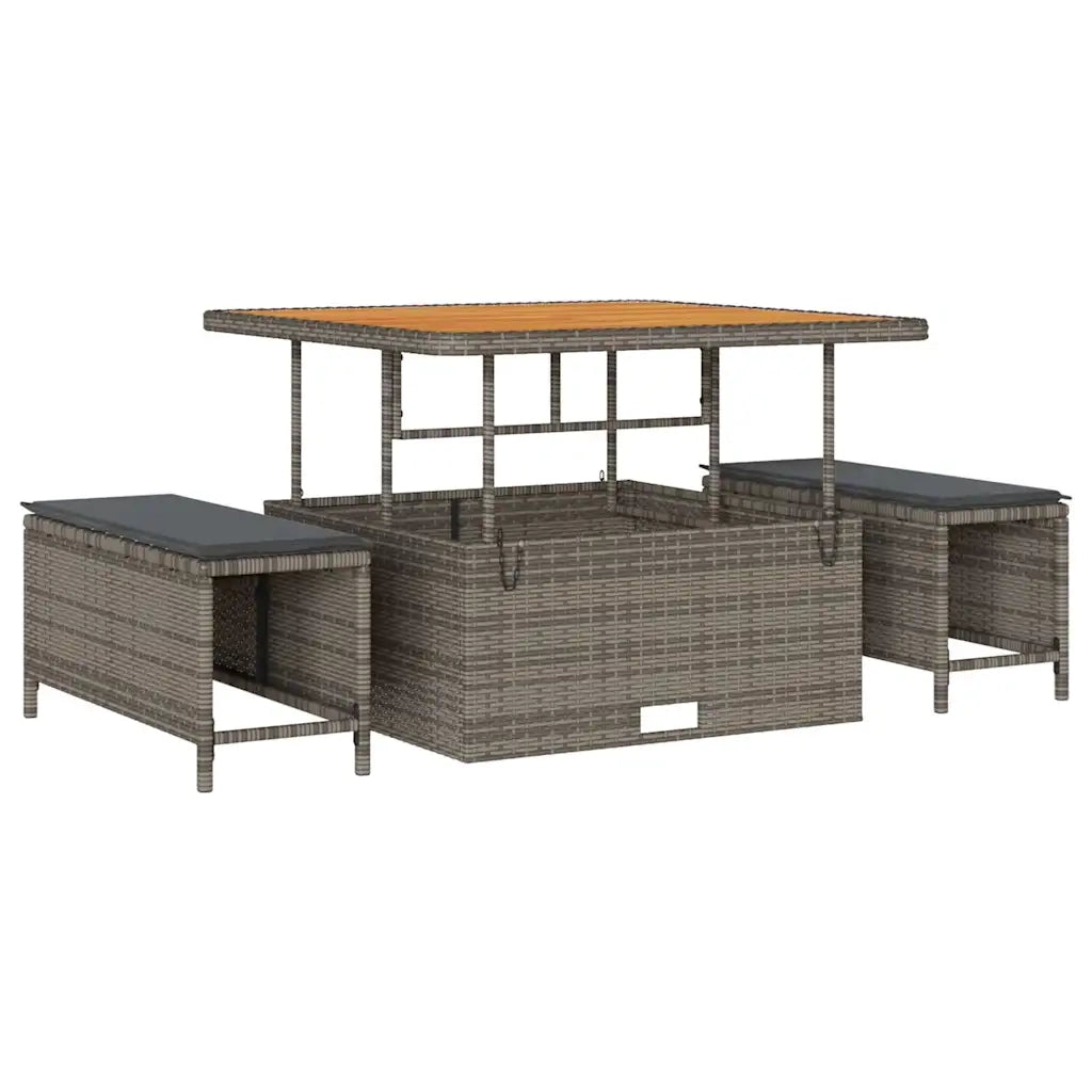 Set Divano da Giardino con cuscino 13 pcs Grigio polyrattan
