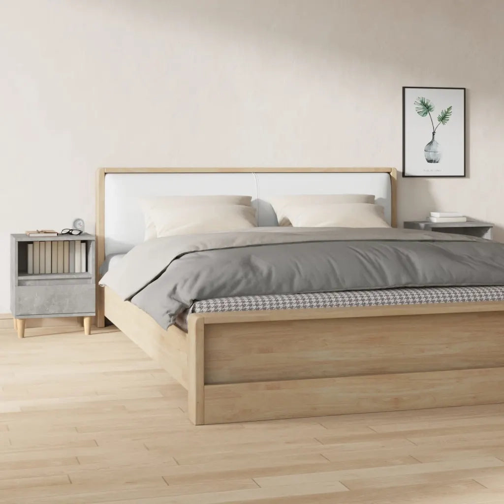 Set di 2 Comodini | Armadio da Notte | Mobiletto da notte Grigio Cemento 40x35x50 cm
