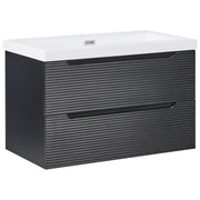 Mobile da bagno sospeso con lavabo in legno MDF e contenitore 80 cm Nero design moderno