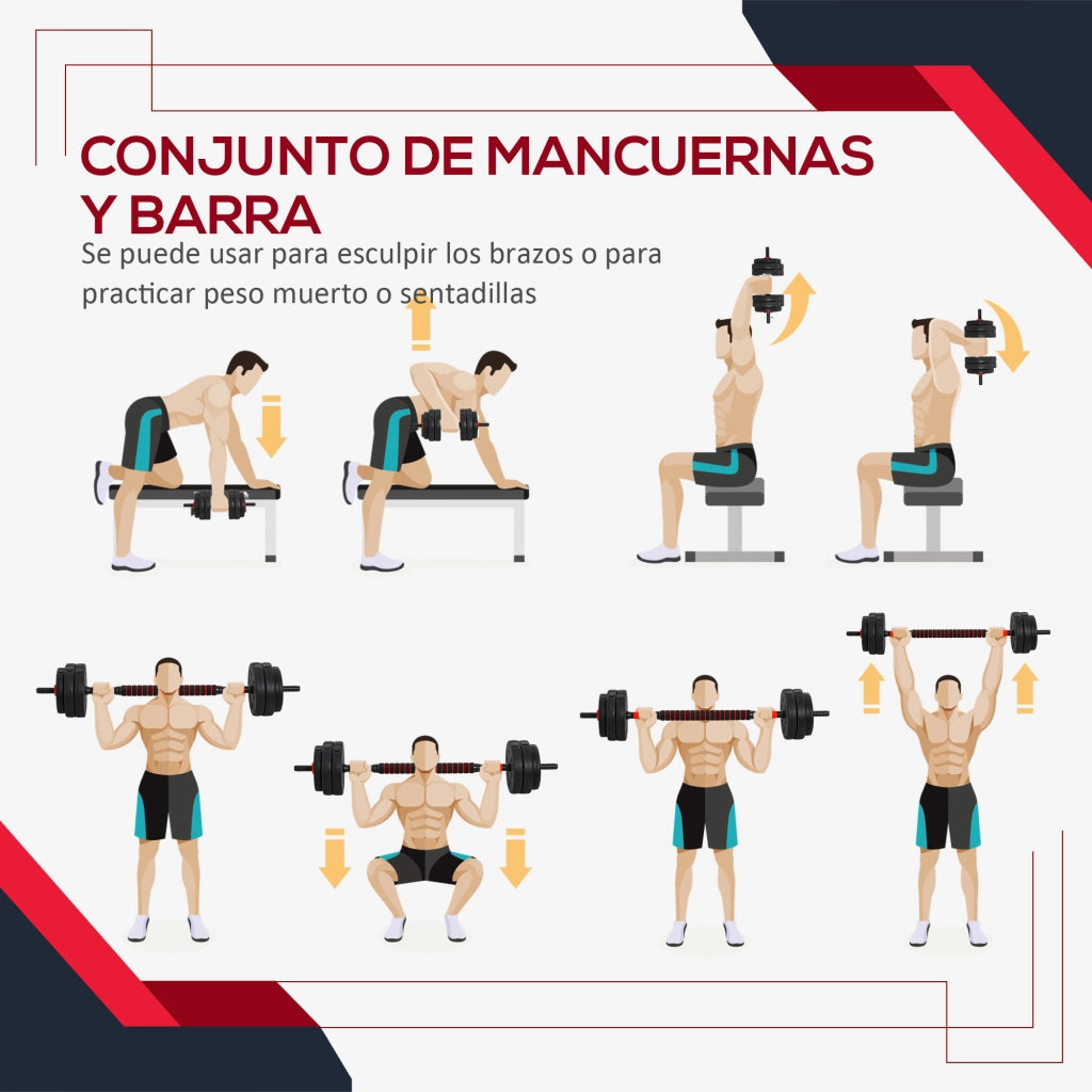 Set manubri 25 kg con barra ¨C Minimal ¨C Nero