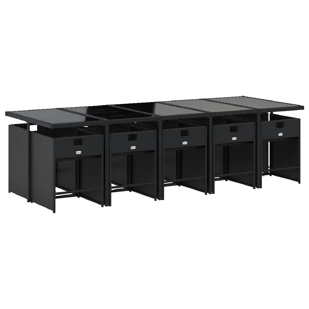 Set da Pranzo da Giardino 11 pz con Cuscini in Polyrattan Nero 3211110