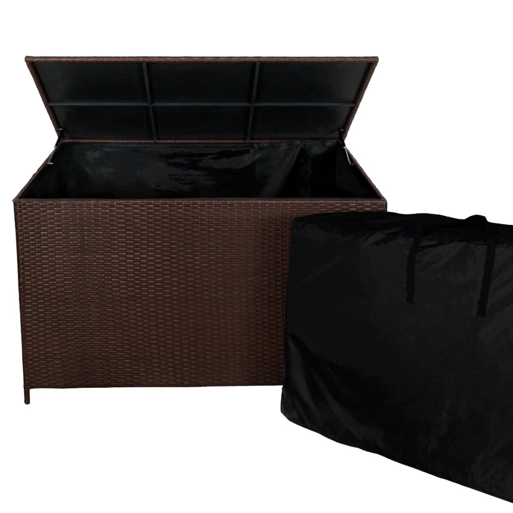 Rattan Box da giardino Marrone Grande 138cm Cassapanca per cuscini 582L