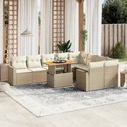 Set Divano da Giardino 10 pz con Cuscini Beige in Polyrattan 3271471