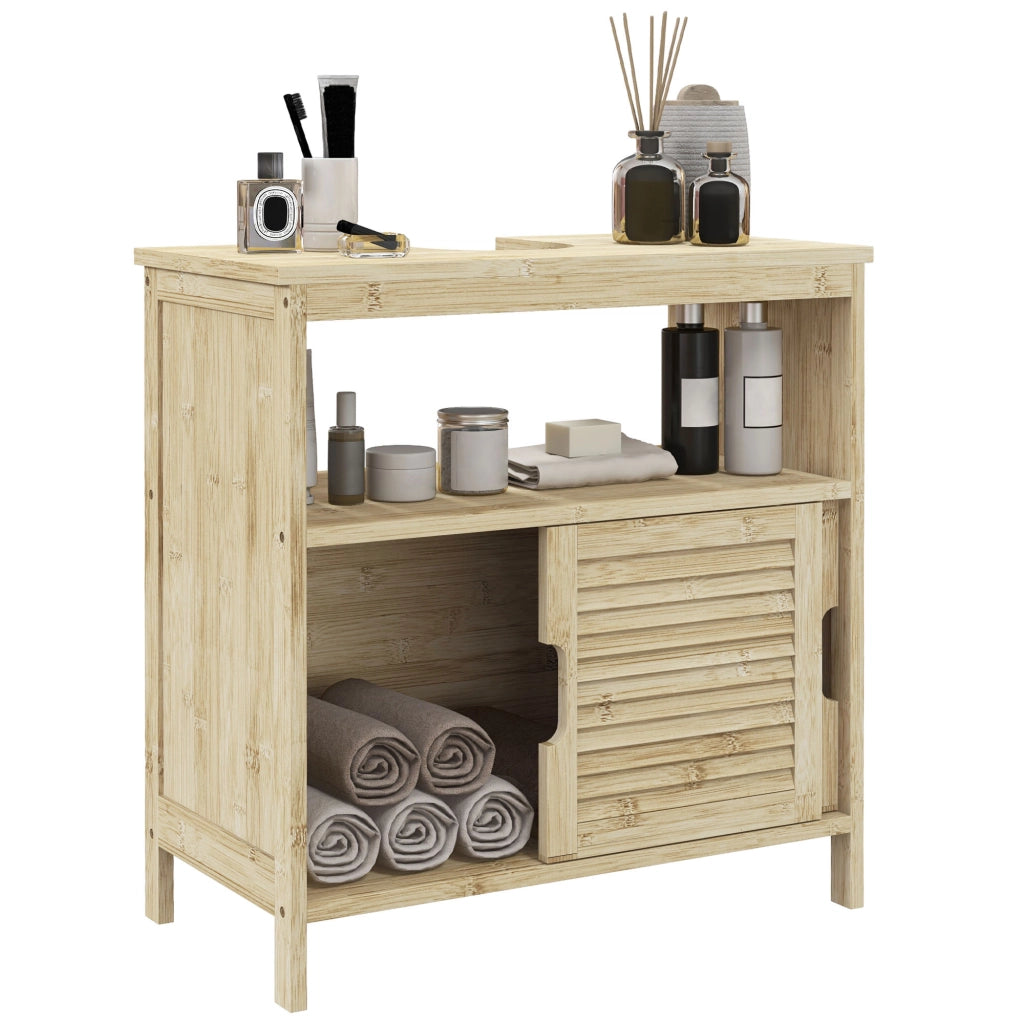 Mobile Sottolavabo in Bamb¨´ con 2 Ante ¨C Zephmum ¨C Naturale 60x30x60 cm