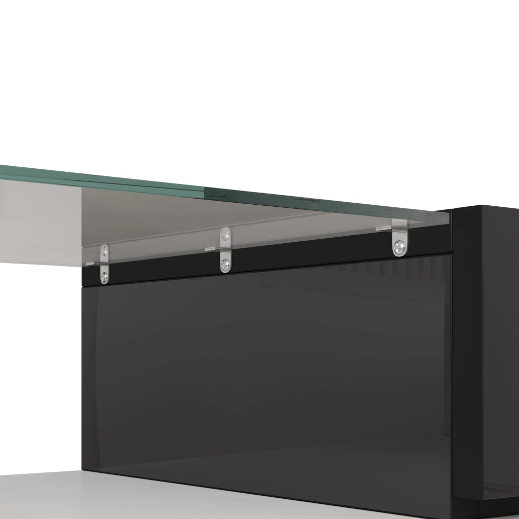 Mobile TV elegante - Zephmum - 145 cm - Bianco lucido - LED