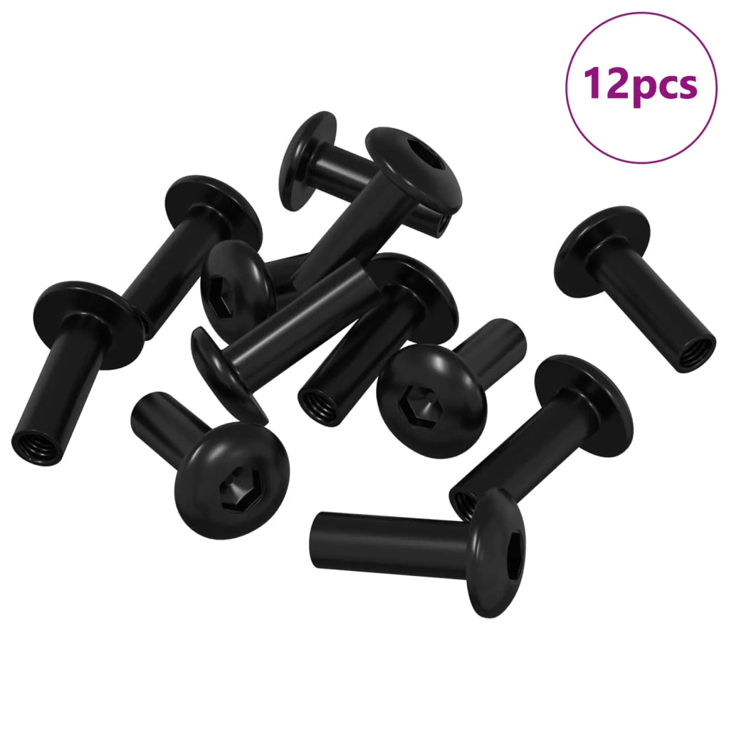 Dadi a Manica 12 pcs Nero M4 x 14,5 mm Metallo 864536