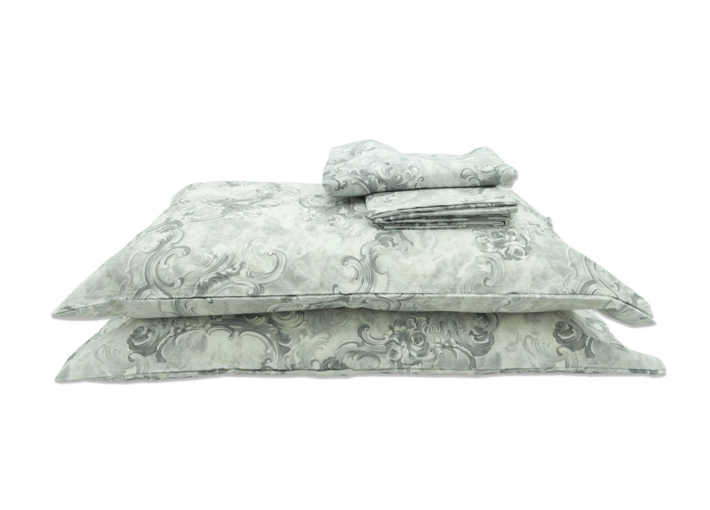 Completo Lenzuola In 100% Cotone Disegno Vigata - Matrimoniale - Grigio
