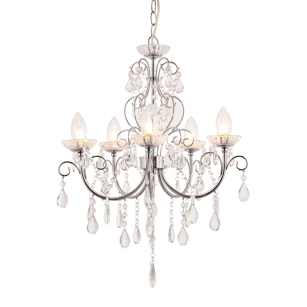 Lampadario bagno Tabitha cromato cristallo 5xG9 IP44