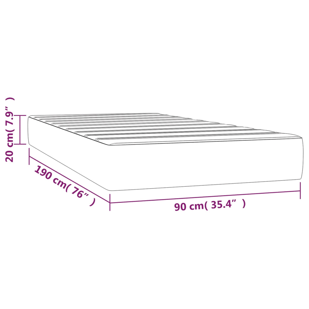 Materasso a Molle Insacchettate Rigidità Media Marrone Scuro 90x190x20 cm 347697