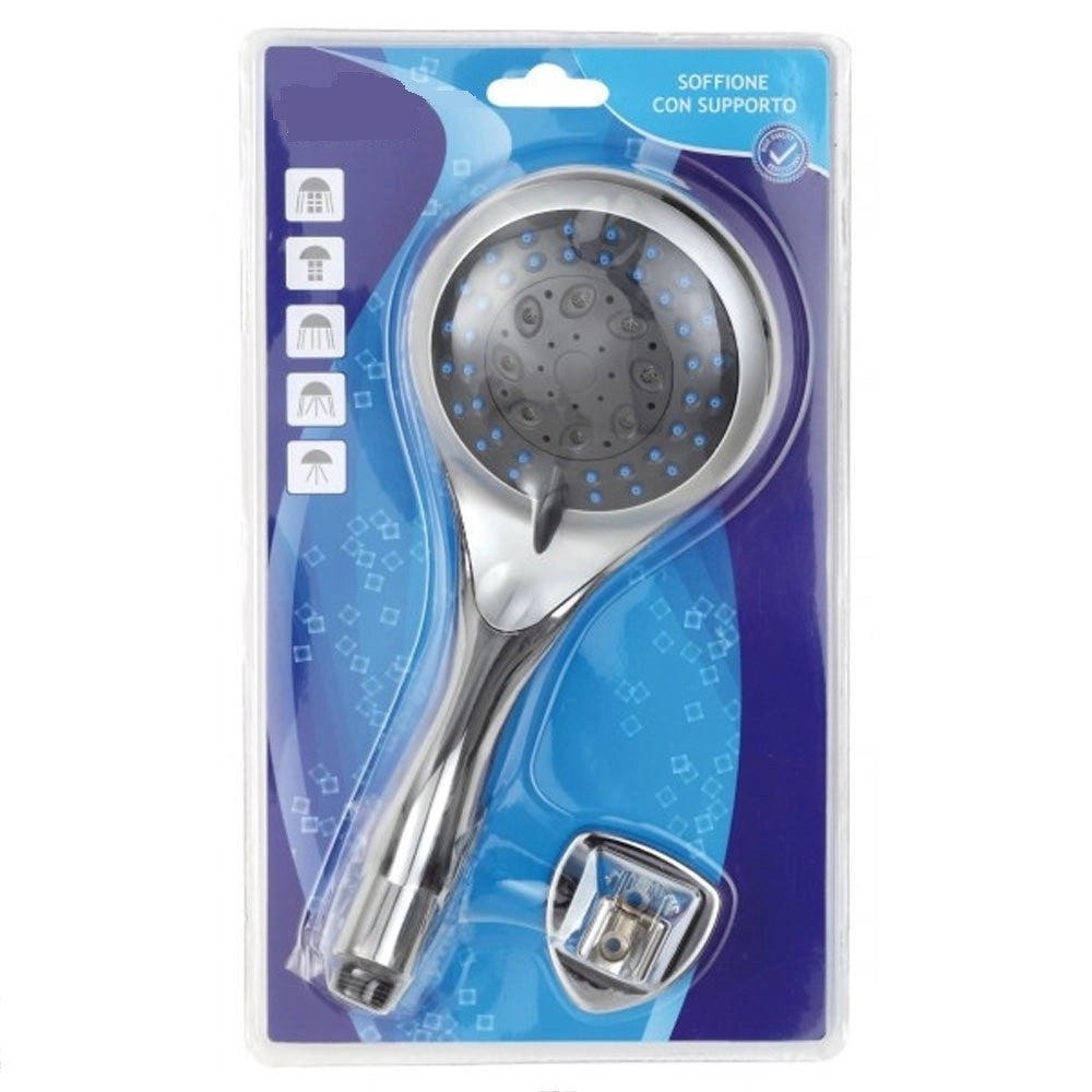 Trade Shop - Soffione Doccia In Abs Cromato Miscelatore Shower Doccetta 5 Tipi Getto -
