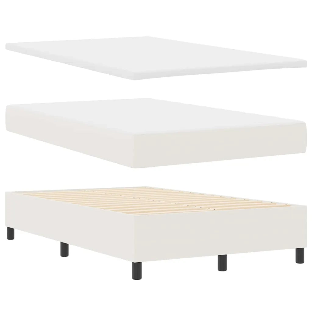 Letto a molle Crema e Bianco 120 x 190 cm Tessuto in Cords 3337505