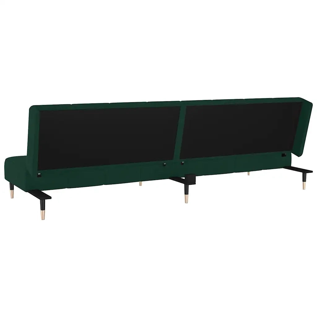 Divano Letto a 2 Posti Verde Scuro in Velluto 375876