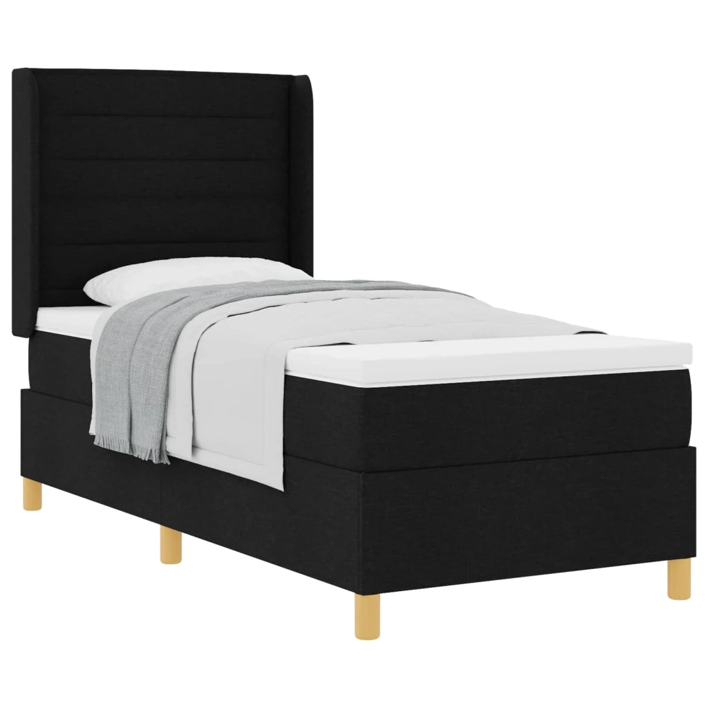 Letto a molle con materasso Nero 80 x 200 cm Tessuto