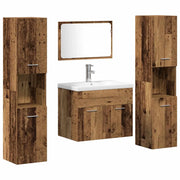 Set di mobili per il Bagno | Armadio da bagno con porta 4 pz Legno vecchio