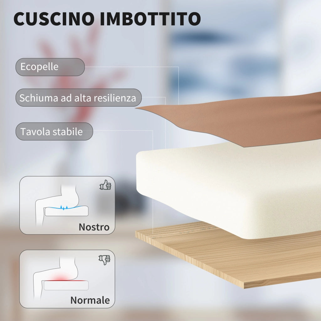 Sedia da Ufficio Reclinabile in Similpelle con Poggiapiedi e Rotelle ¨C Minimal ¨C Marrone 65x67x111-119 cm