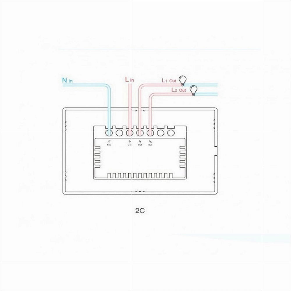 Trade Shop - Interruttore Sonoff Smart 2 Canale Controller Wifi Placca Touch Domotica T2us2c -