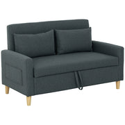 Divano 2 posti con contenitore ¨C Xylo ¨C tessuto effetto lino grigio scuro 135x72x84 cm