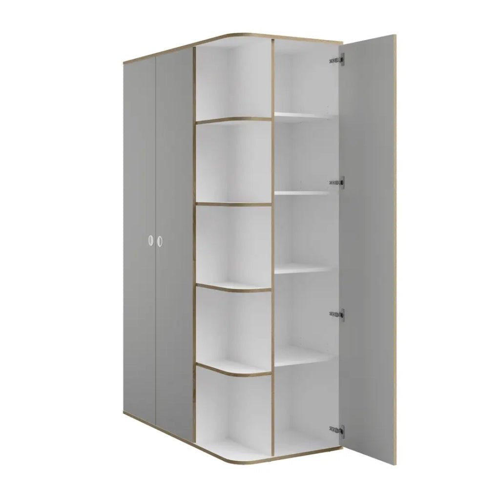 Armadio bambino ELYO – 3 porte + libreria frontale – Grigio & quercia