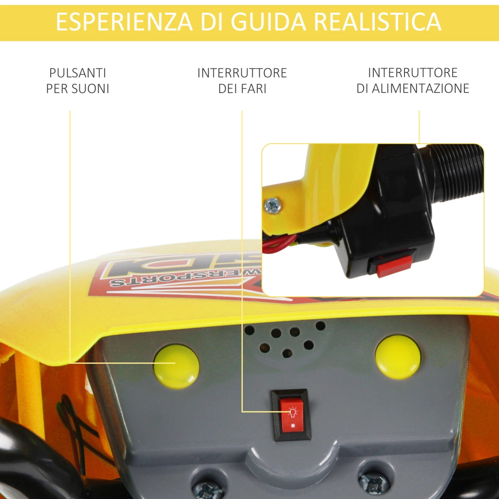 Moto Elettrica per Bambini ¨C Minimal ¨C Giallo 102x53x66cm