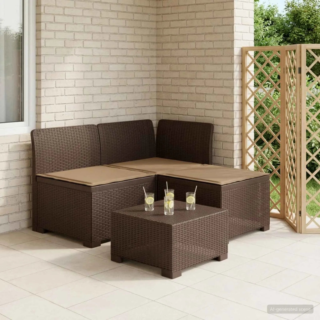 Divano da esterno-Divano da Giardino 3 posti con cuscini in look rattan PP 553948
