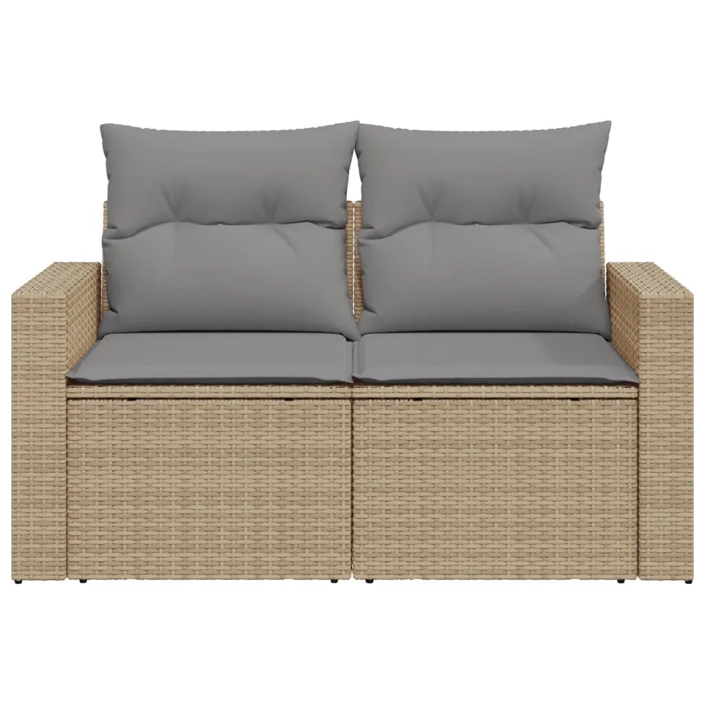 Divano da Giardino con Cuscini a 2 Posti Beige in Polyrattan 366093