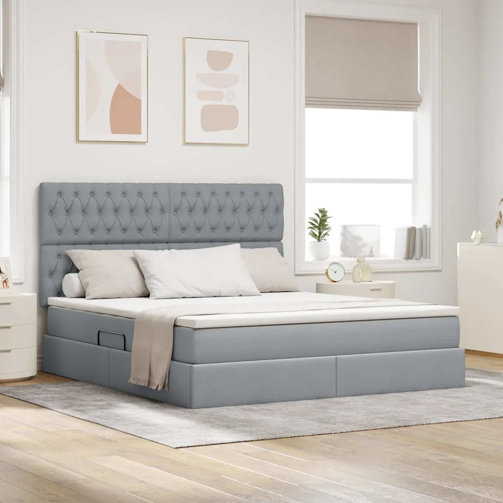 Letto con contenitore e materasso Grigio chiaro 160 x 200 cm