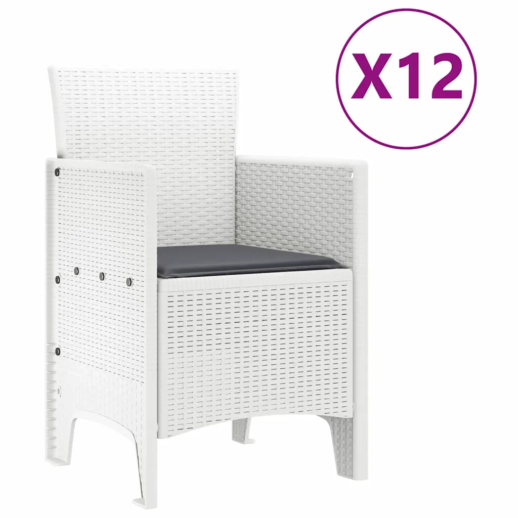 Set da Pranzo per Giardino con cuscino 13 pcs Bianco 3378625