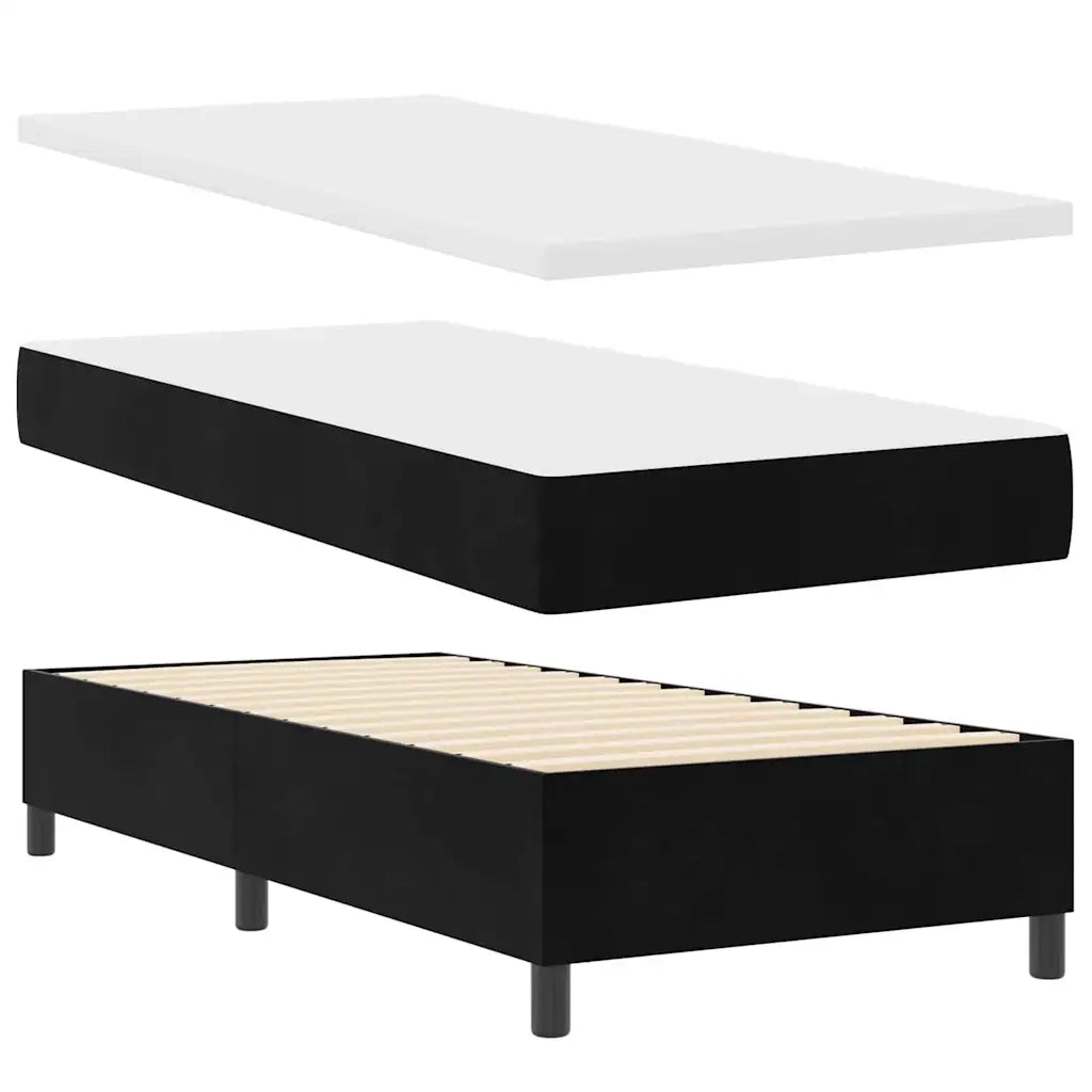 Letto a Sorgente LED con materasso Nero 90 x 190 cm Tessuto