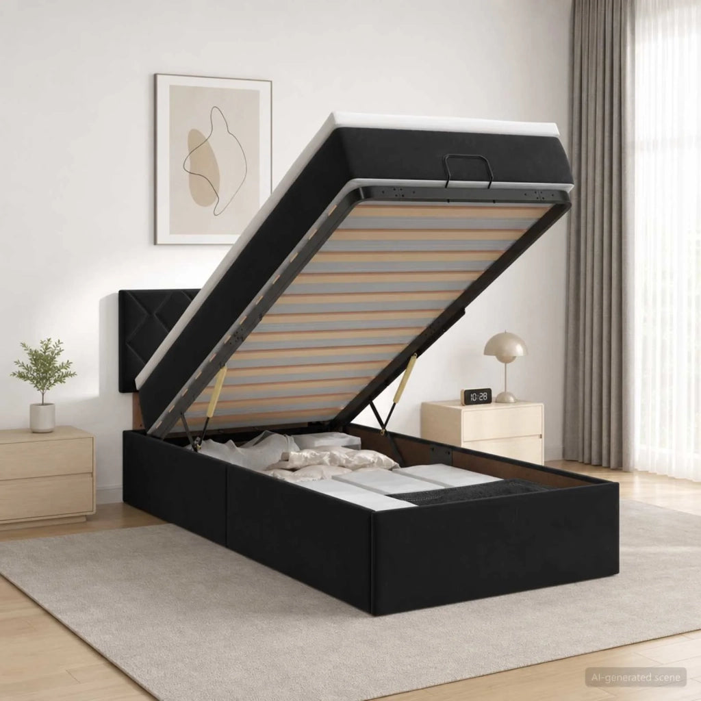 Letto ottomano con materasso Nero 80 x 200 cm Velluto 3456593