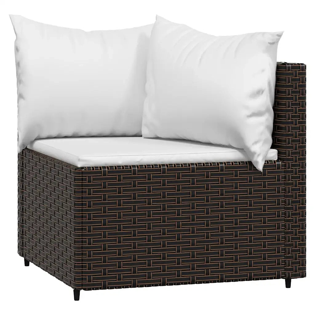 Divani Angolari da Giardino con Cuscini 2pz Polyrattan Marrone 319758