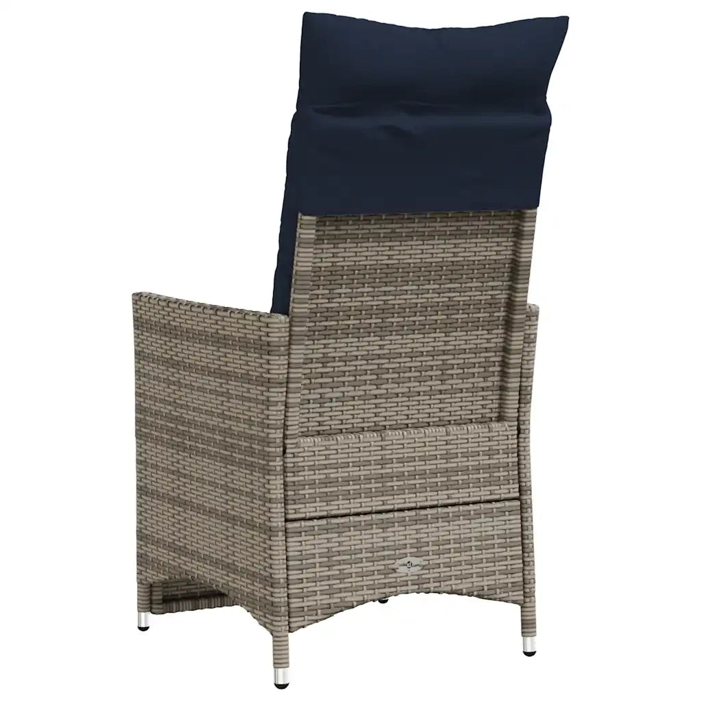 Sedia da giardino reclinabile con cuscini grigia in polyrattan 365663