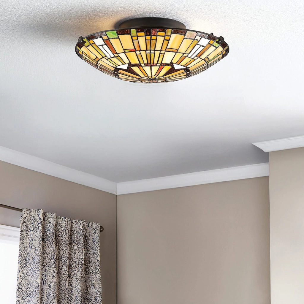 Plafoniera Tiffany multicolore Quoizel Reed 2xE27 60W