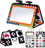 Specchio per Tummy Time Nero e Bianco Giochi Sensoriali - Pieghevole e Sicuro con Pattern di Alto Contrast
