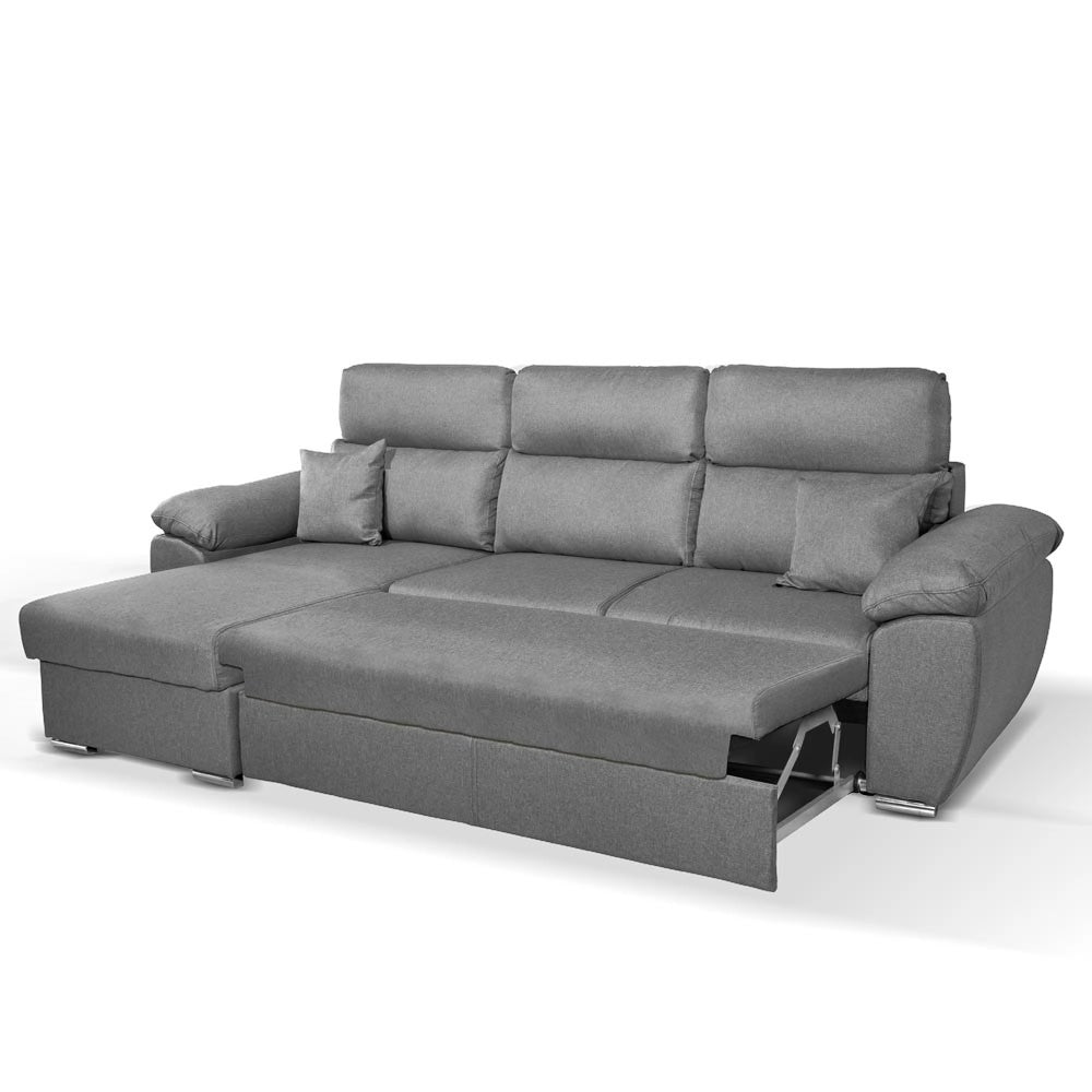 Divano con penisola contenitore grigio ComoII tessuto giulia9713