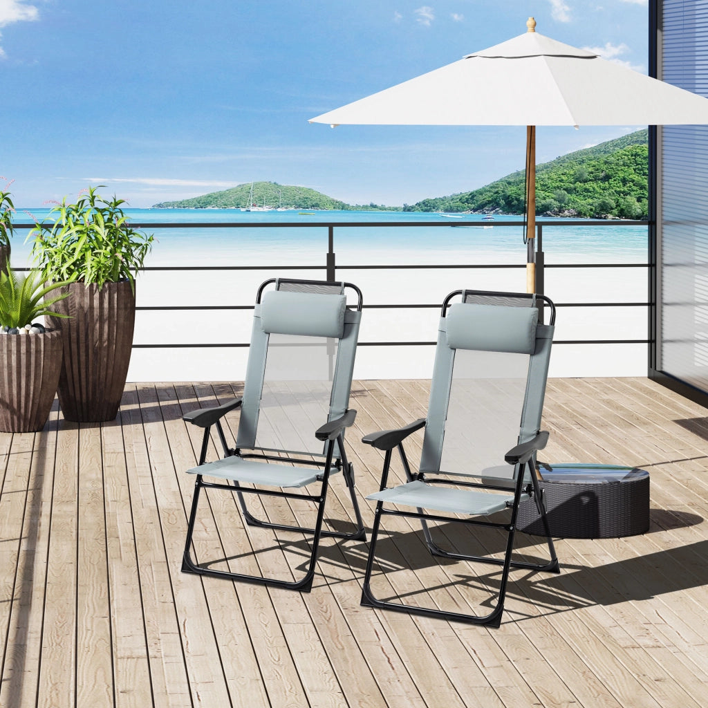 Sedia da giardino pieghevole con braccioli e schienale regolabile ¨C Minimal ¨C Grigio