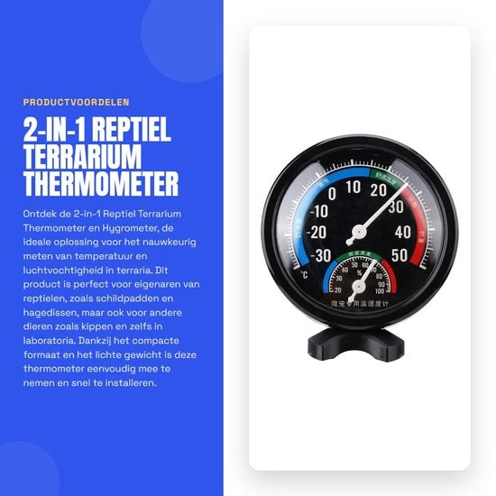 Termometro e igrometro per terrario 2 in 1 - Formato compattibile - Peso leggero - Misurazioni precise - Senza batterie - Termometro per rettili
