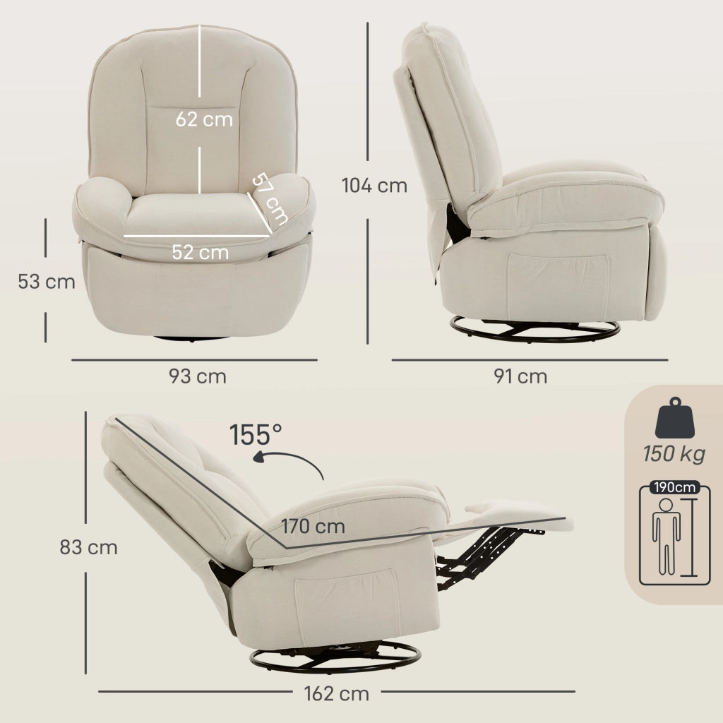 Poltrona Relax Girevole e Dondolo ¨C Zephmum ¨C Crema