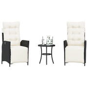 Set da Bistrò 3 pz con Cuscini Nero in Polyrattan 365296