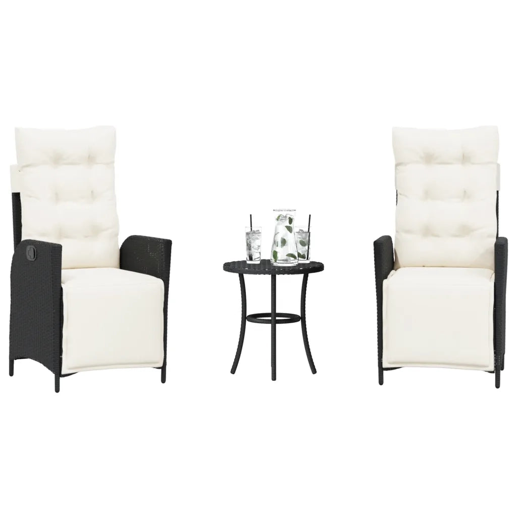 Set da Bistrò 3 pz con Cuscini Nero in Polyrattan 365296